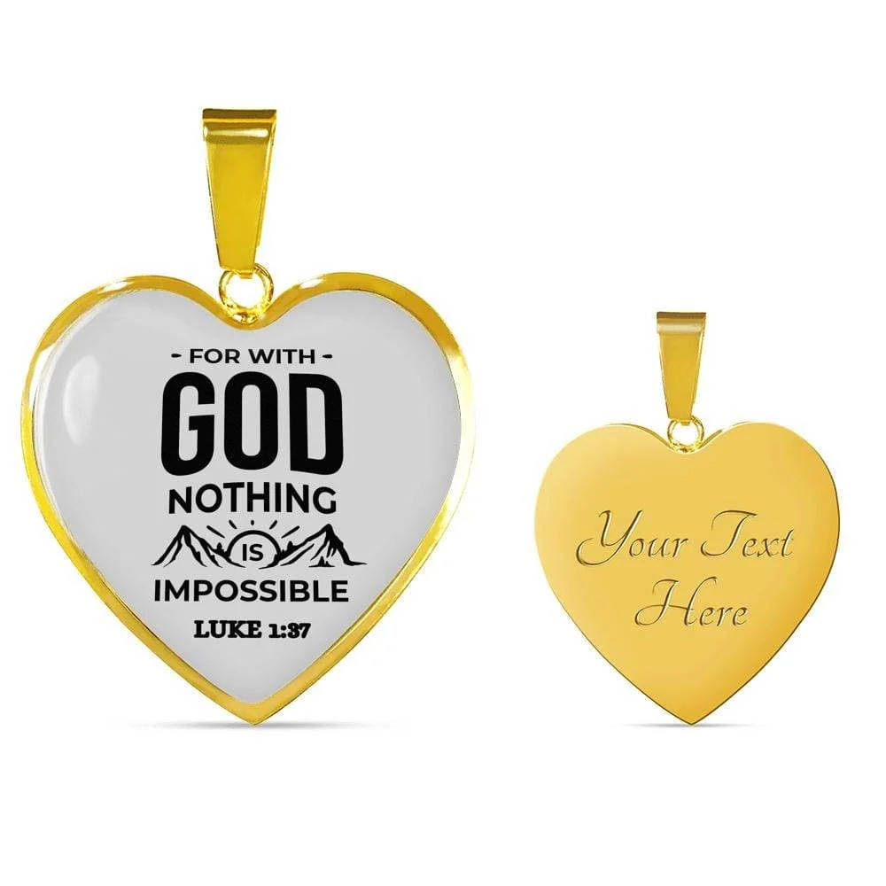 Bible Verse Necklace Nothing Is Impossible Heart Necklace Personalized Engraved